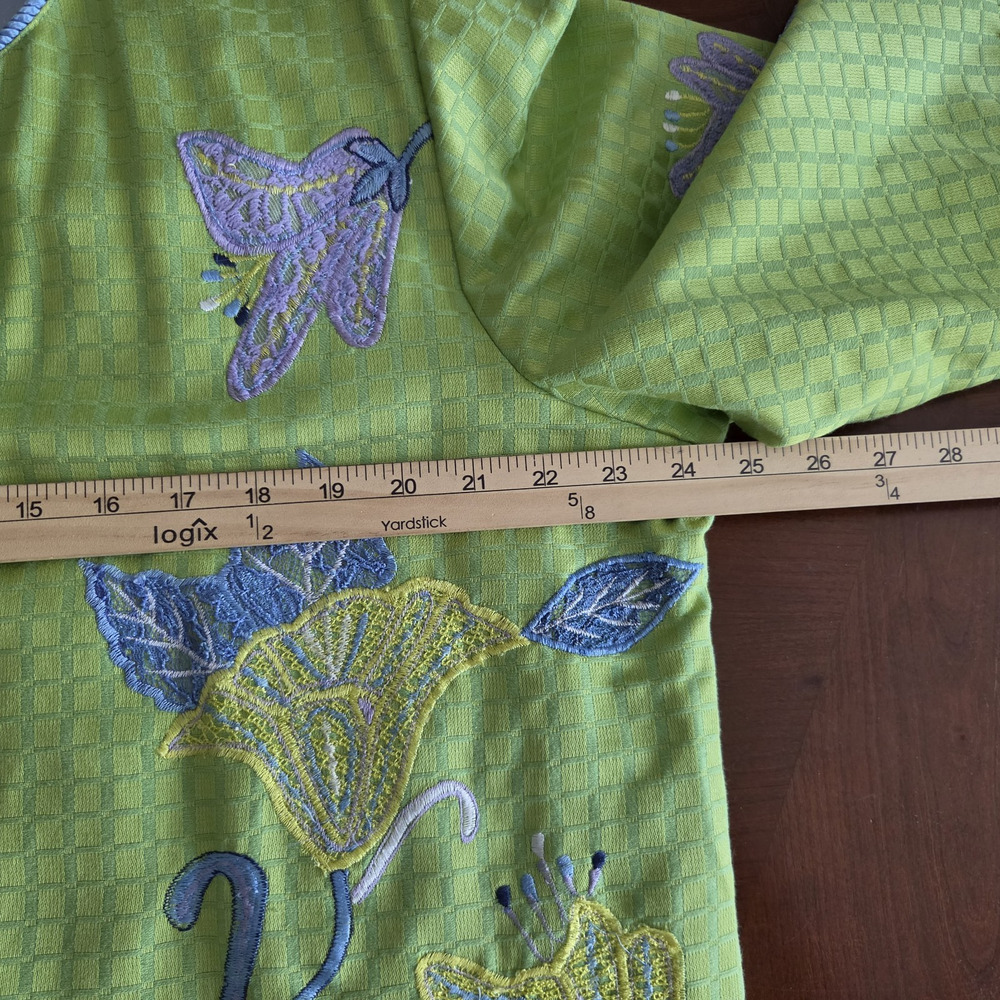 NWT Indigo Moon Jacket Womens XL Floral Embroidered Green Art-to-Wear Buttons - Picture 7 of 14
